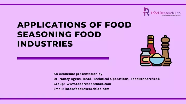 applications of food seasoning food industries