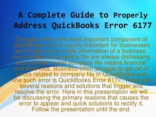 A Complete Guide to Properly Address QuickBooks Error 6177