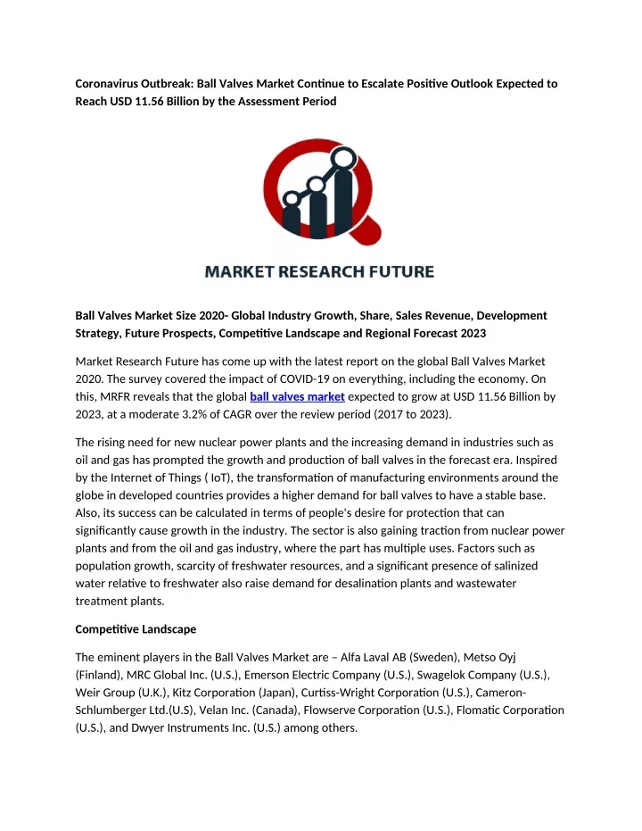 coronavirus outbreak ball valves market continue