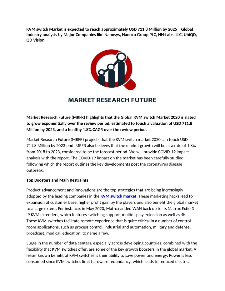 kvm switch market is expected to reach