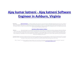 Ajay kumar katneni - Ajay Katneni, Ajay katneni Software Engineer in Ashburn, VA