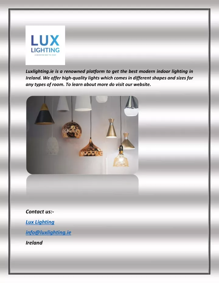luxlighting ie is a renowned platform