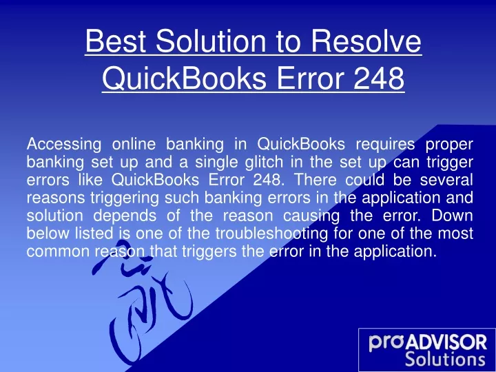 best solution to resolve quickbooks error 248
