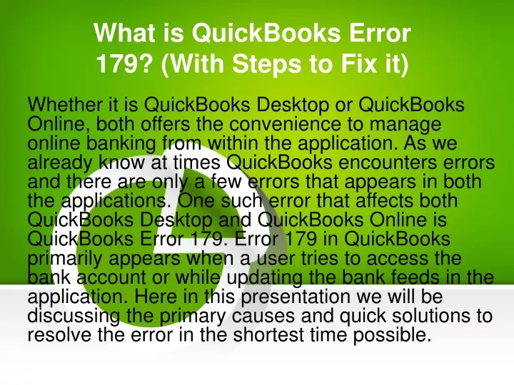 what is quickbooks error 179 with steps to fix it