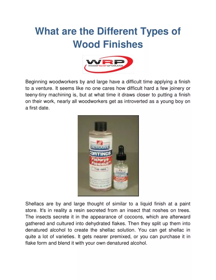 what are the different types of wood finishes