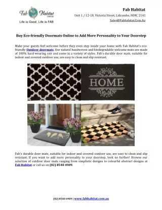 Buy Eco-friendly Doormats Online to Add More Personality to Your Doorstep