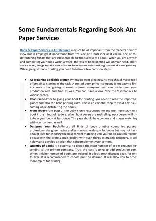 some fundamentals regarding book and paper