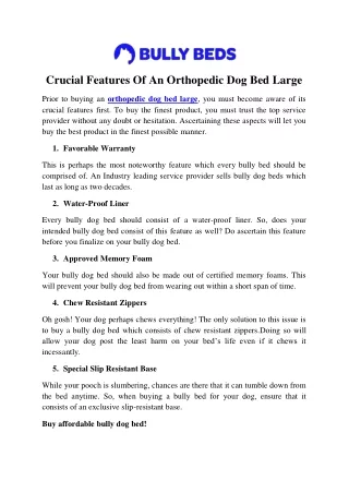 Crucial Features Of An Orthopedic Dog Bed Large