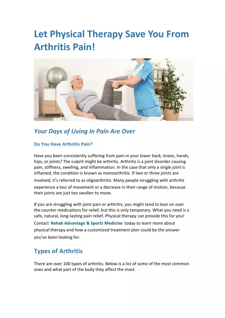 let physical therapy save you from arthritis pain