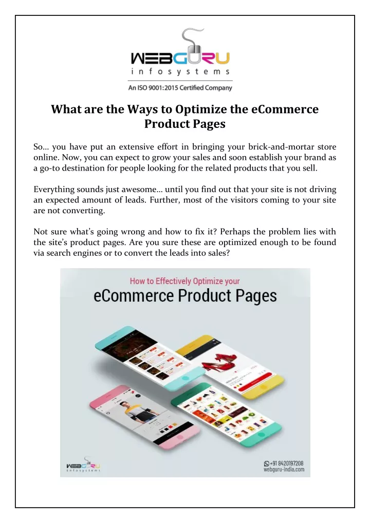 what are the ways to optimize the ecommerce