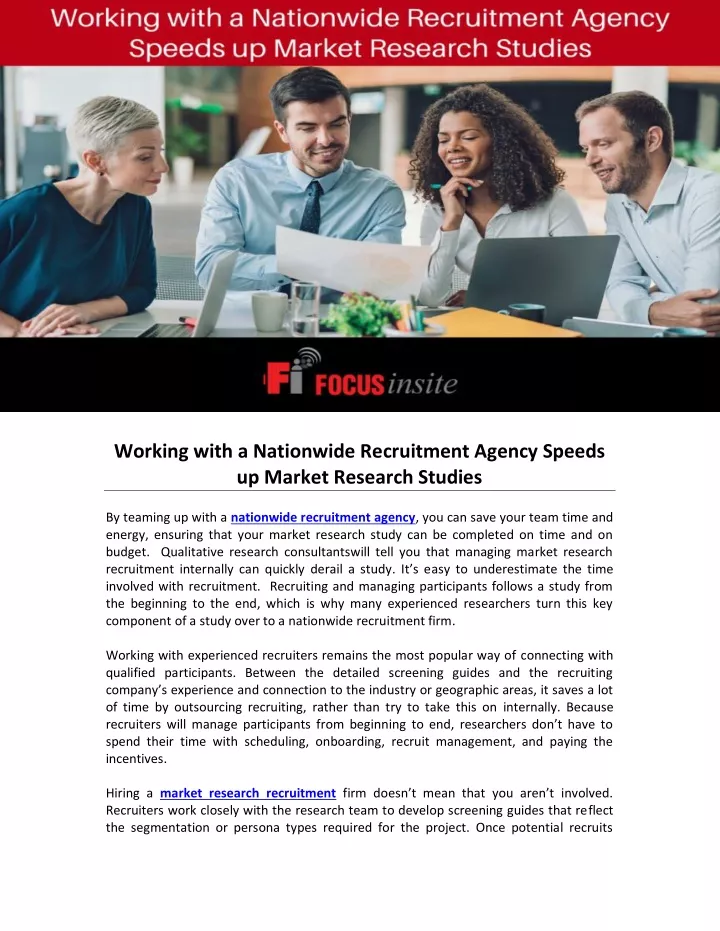 working with a nationwide recruitment agency