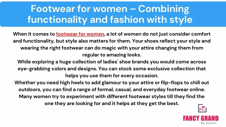 footwear for women combining functionality
