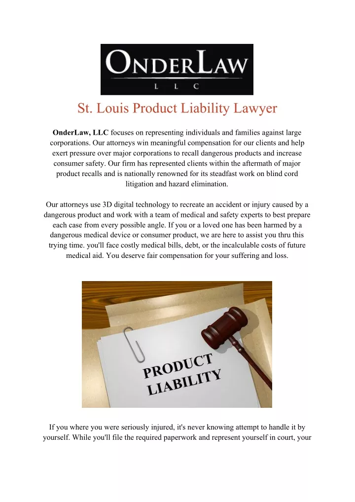 st louis product liability lawyer onderlaw