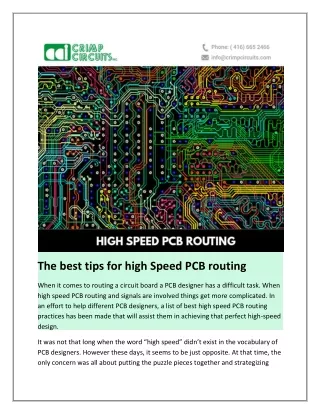 The best tips for high Speed PCB routing