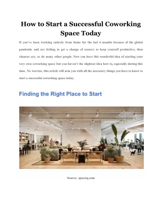How to Start a Successful Coworking Space Today