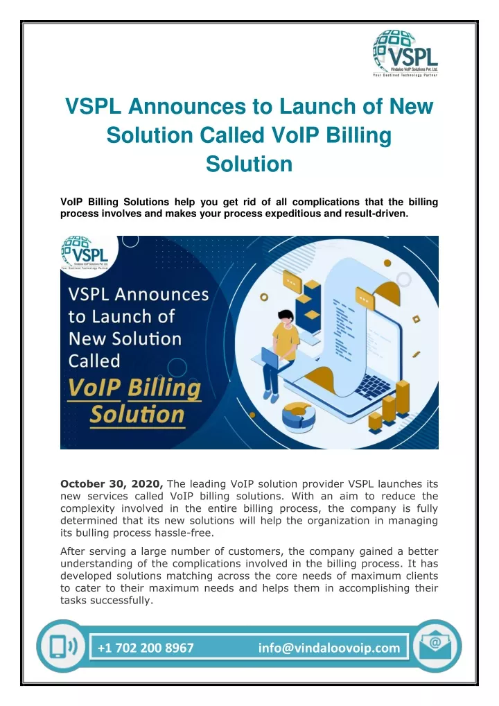 vspl announces to launch of new solution called