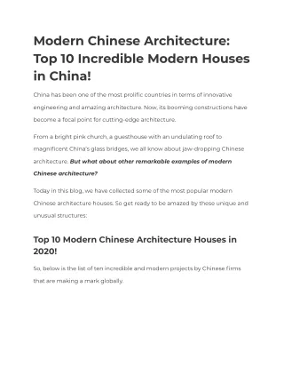 Top 10 Modern Chinese Architecture