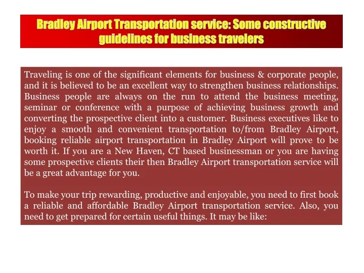 bradley airport transportation service some