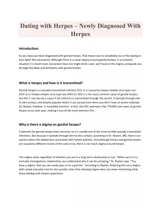 dating with herpes newly diagnosed with herpes