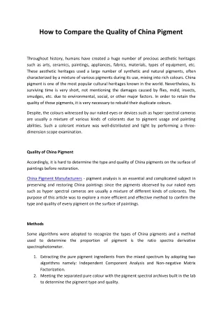 how to compare the quality of china pigment