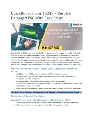 quickbooks error 15243 resolve damaged fsc with