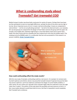 What is confounding study about Tramadol? Get tramadol COD