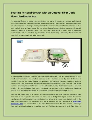 Fiber Optic Distribution Box for All Internet