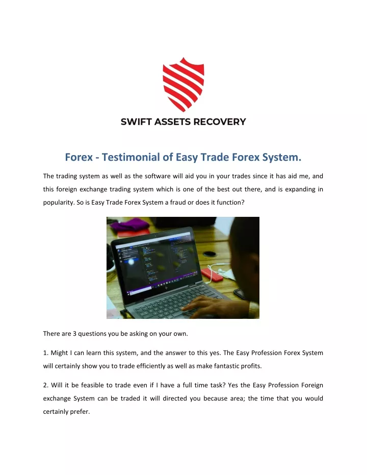 forex testimonial of easy trade forex system