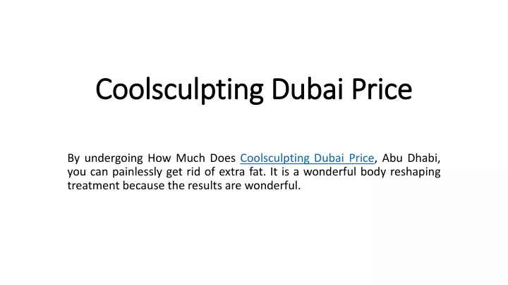 coolsculpting dubai price