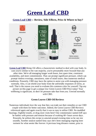 Is Green Leaf CBD The Most Trending Thing Now?