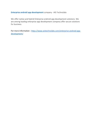 enterprise android app development company