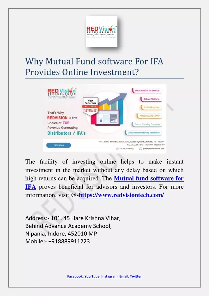 why mutual fund software for ifa provides online