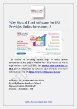 Why Mutual Fund software For IFA Provides Online Investment?