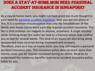 Does A Stay-At-Home Mom Need Personal Accident Insurance In Singapore?