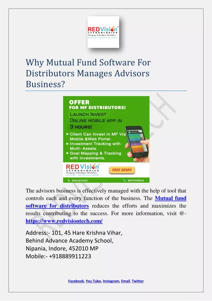 why mutual fund software for distributors manages
