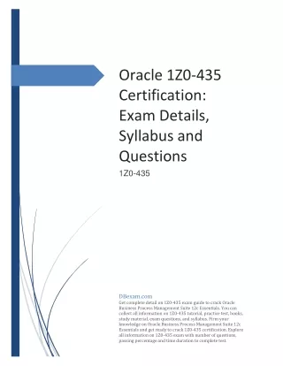 Oracle 1Z0-435 Certification: Exam Details, Syllabus and Questions