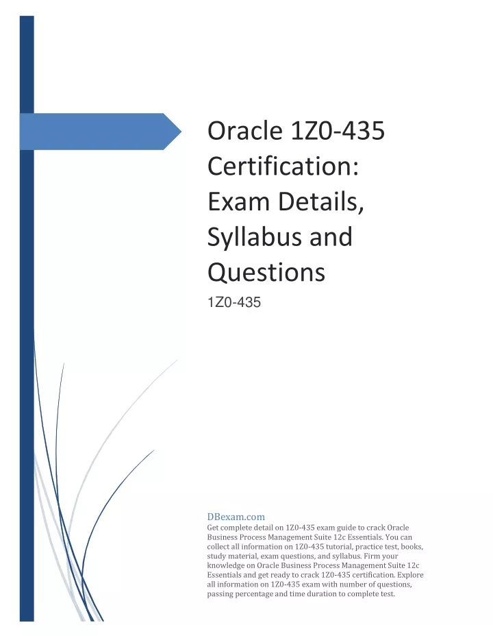 oracle 1z0 435 certification exam details