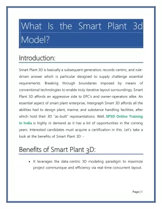 what is the smart plant 3d model