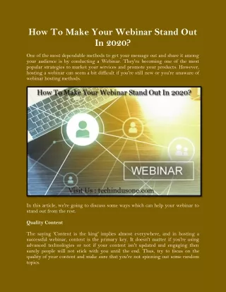 How To Make Your Webinar Stand Out In 2020?