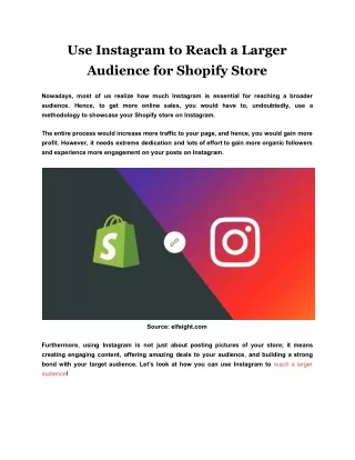 Use Instagram to Reach a Larger Audience for Shopify Store