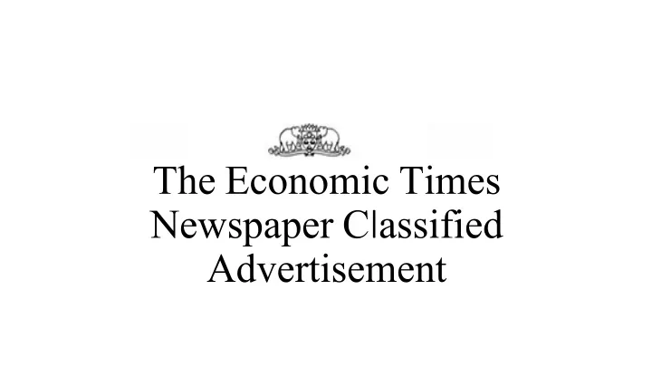 the economic times newspaper c l assified advertisement