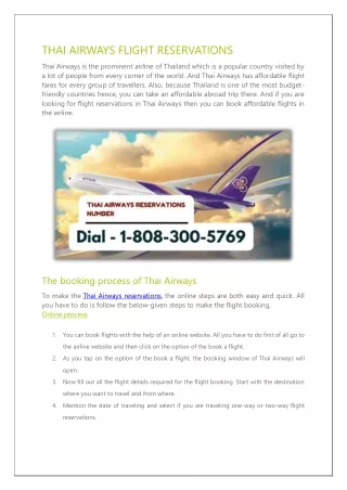 thai airways flight reservations