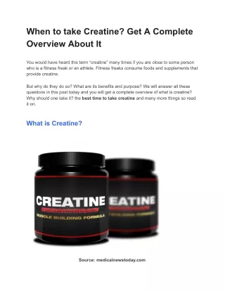When to take Creatine? A Complete Overview