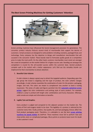 the best screen printing machines for getting