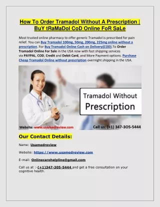 How To Order Tramadol Without A Prescription | BuY tRaMaDol CoD Online FoR SaLe