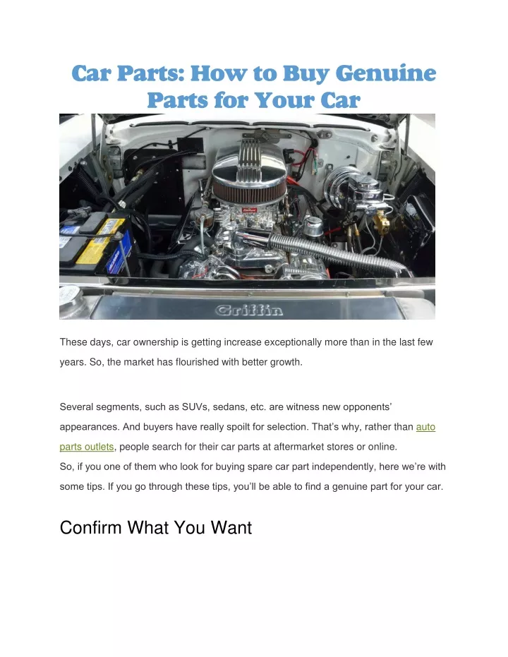 car parts how to buy genuine parts for your car