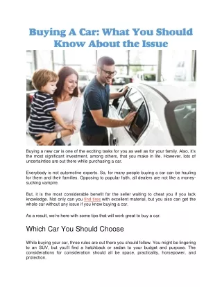 buying a car what you should know about the issue
