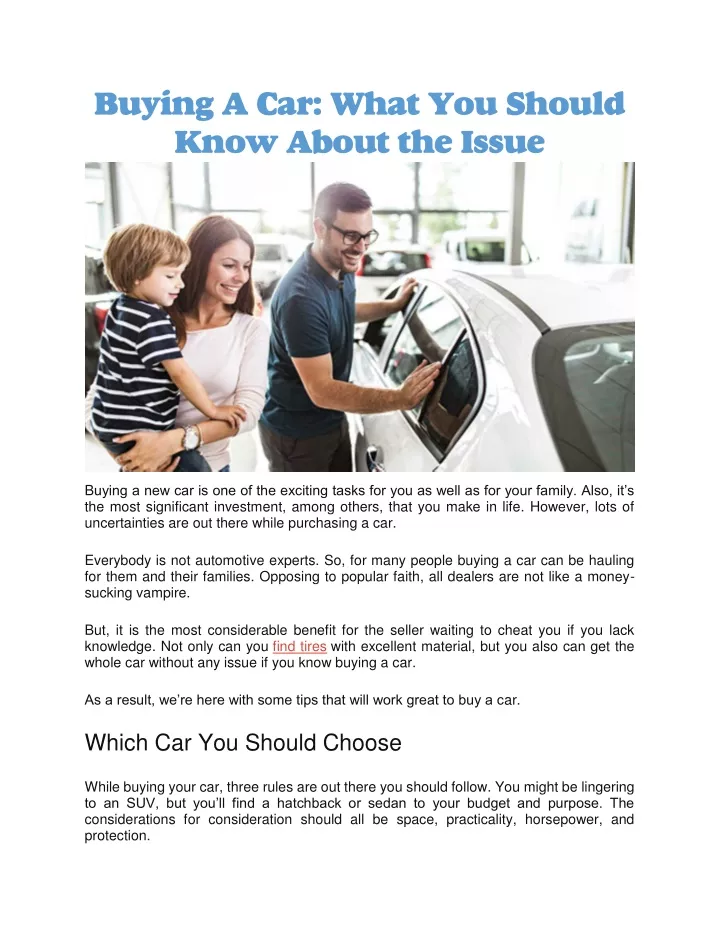 buying a car what you should know about the issue
