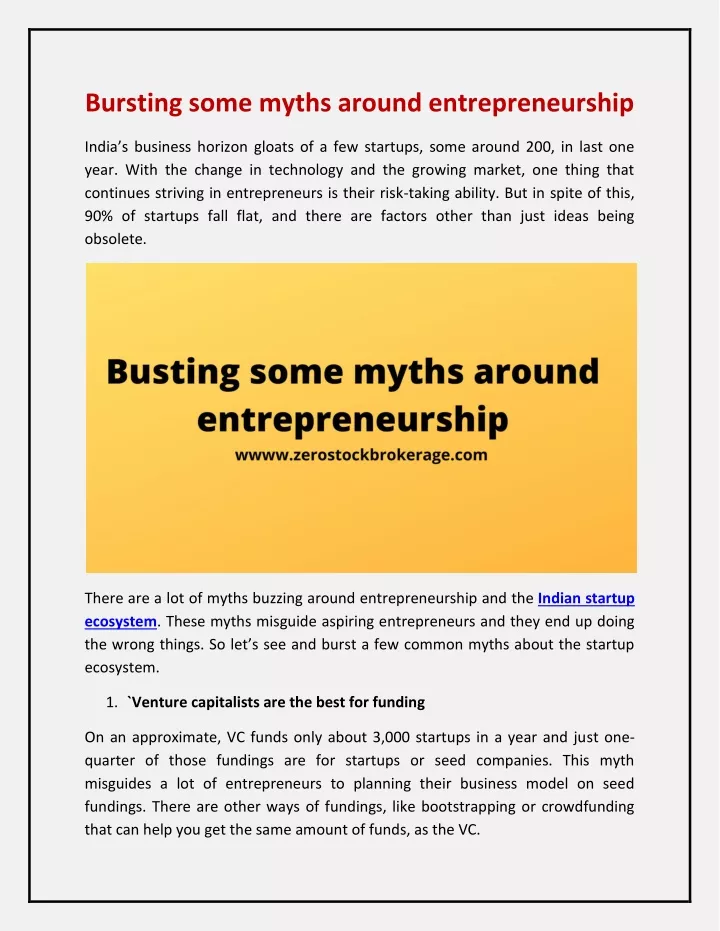 bursting some myths around entrepreneurship