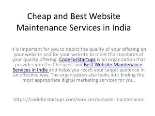 cheap and best website maintenance services in india